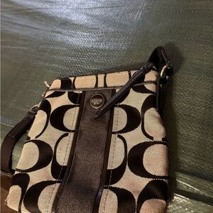 Coach Black and Cream Signature C Crossbody